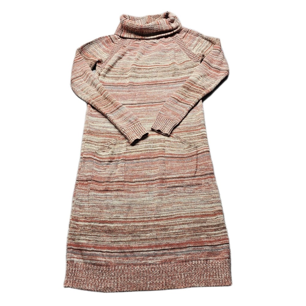 Prana Sweater Dress Womens XS Multi Space Dye Tight-Knit Long Sleeve Turtleneck
